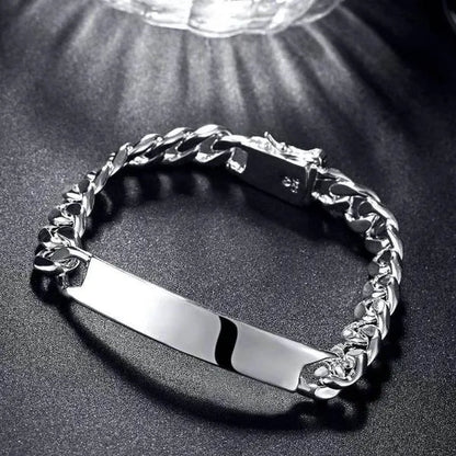 Charm 925 Sterling Silver Design Noble Pretty 10MM Mens Chain Jewelry Fashion Geometric Bracelet