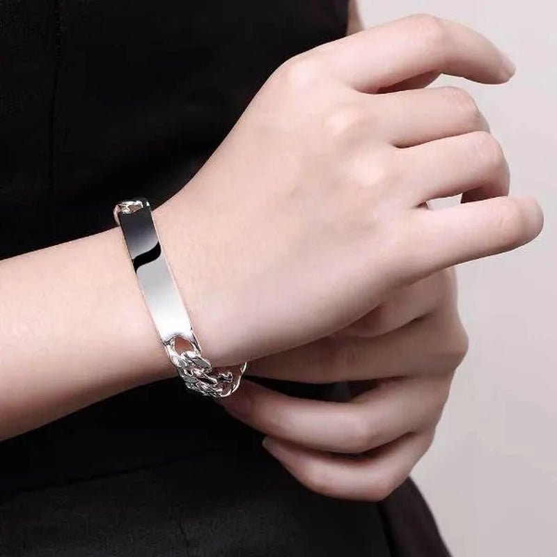 Charm 925 Sterling Silver Design Noble Pretty 10MM Mens Chain Jewelry Fashion Geometric Bracelet