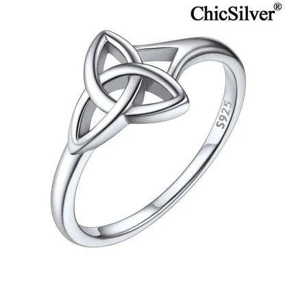ChicSilver 925 Sterling Silver Ring for Women Triquetra Celtic Knot Promise Ring Simple Classic Irish Eternity Wedding Band Size 4 - 12 - WORLD TIME VISITS