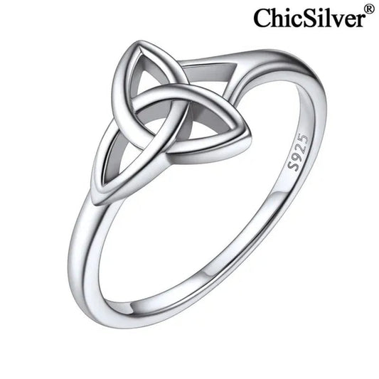 ChicSilver 925 Sterling Silver Ring for Women Triquetra Celtic Knot Promise Ring Simple Classic Irish Eternity Wedding Band Size 4 - 12 - WORLD TIME VISITS