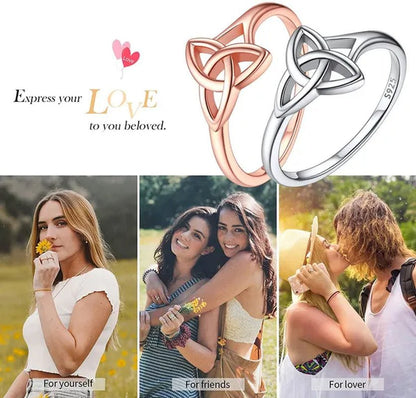 ChicSilver 925 Sterling Silver Ring for Women Triquetra Celtic Knot Promise Ring Simple Classic Irish Eternity Wedding Band Size 4-12
