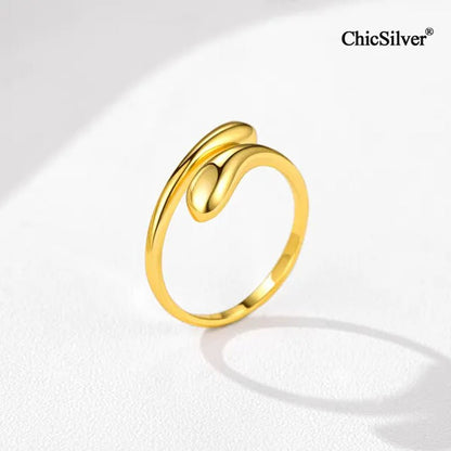ChicSilver 925 Sterling Silver Ring Minimalist Teardrop Open Ring Eternity Ring Wedding Band for Women