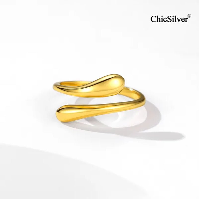 ChicSilver 925 Sterling Silver Ring Minimalist Teardrop Open Ring Eternity Ring Wedding Band for Women