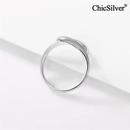 ChicSilver 925 Sterling Silver Ring Minimalist Teardrop Open Ring Eternity Ring Wedding Band for Women