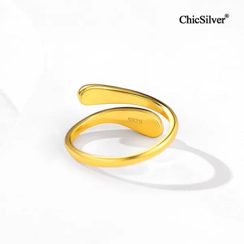 ChicSilver 925 Sterling Silver Ring Minimalist Teardrop Open Ring Eternity Ring Wedding Band for Women