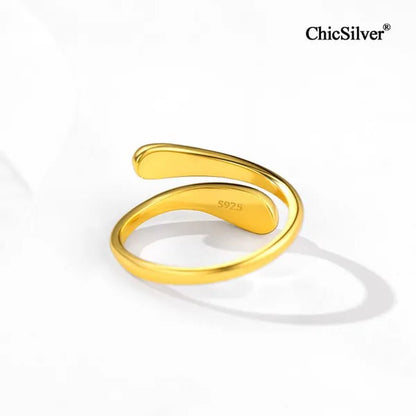 ChicSilver 925 Sterling Silver Ring Minimalist Teardrop Open Ring Eternity Ring Wedding Band for Women