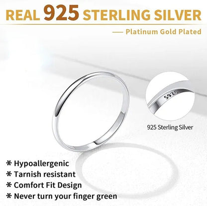 ChicSilver Ring Solid 925 Sterling Silver 2/3mm Thin Plain Dome High Polish Wedding Band Rings for Him and Her Size 4 - 12 - WORLD TIME VISITS
