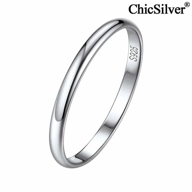 ChicSilver Ring Solid 925 Sterling Silver 2/3mm Thin Plain Dome High Polish Wedding Band Rings for Him and Her Size 4 - 12 - WORLD TIME VISITS