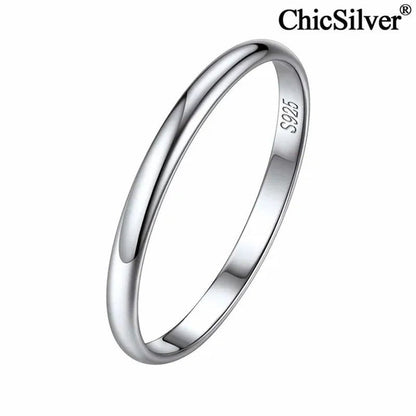 ChicSilver Ring Solid 925 Sterling Silver 2/3mm Thin Plain Dome High Polish Wedding Band Rings for Him and Her Size 4 - 12 - WORLD TIME VISITS
