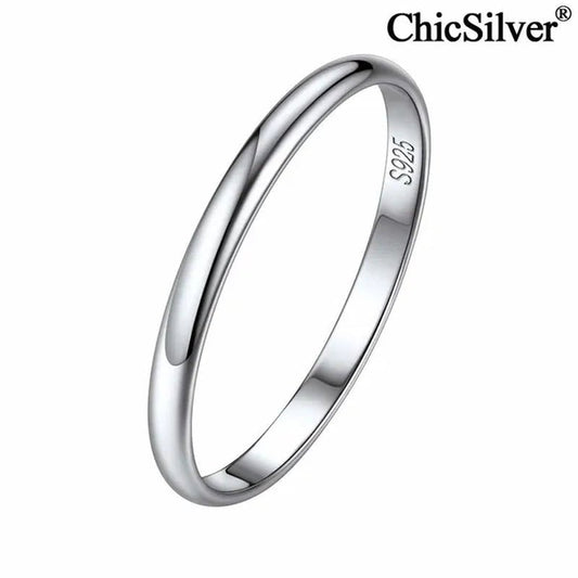 ChicSilver Ring Solid 925 Sterling Silver 2/3mm Thin Plain Dome High Polish Wedding Band Rings for Him and Her Size 4 - 12 - WORLD TIME VISITS