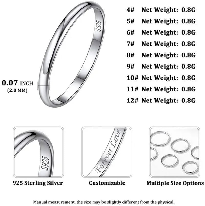 ChicSilver Ring Solid 925 Sterling Silver 2/3mm Thin Plain Dome High Polish Wedding Band Rings for Him and Her Size 4 - 12 - WORLD TIME VISITS