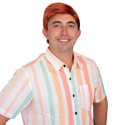 ' - Chill Guy Al Wig - Movie Quality Short Synthetic Layered Red Doll Costume Hair for Men with Adjustable Wig Cap - WORLD TIME VISITS