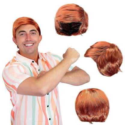 ' - Chill Guy Al Wig - Movie Quality Short Synthetic Layered Red Doll Costume Hair for Men with Adjustable Wig Cap - WORLD TIME VISITS