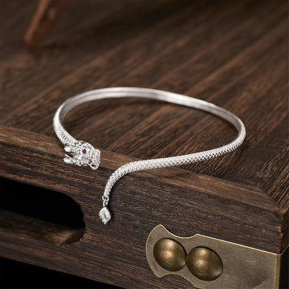 Chinese Dragon Bangle Bracelet Jewelry Vintage Chinese Style Dragon Bangle Bracelet Retro Hand Jewelry for Daily Wear, as the Pic Show, Gold