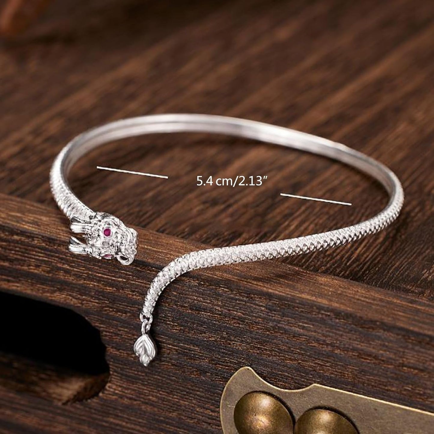 Chinese Dragon Bangle Bracelet Jewelry Vintage Chinese Style Dragon Bangle Bracelet Retro Hand Jewelry for Daily Wear, as the Pic Show, Gold