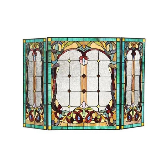 Chloe Lighting CH3F375VG44 - GFS Lucian, Tiffany - Style 3Pcs Folding Victorian Fireplace Screen - 44 x 28 in. - WORLD TIME VISITS