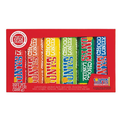 Chocolate Bar Variety Pack - Milk, Dark, Nougat, Caramel, Hazelnut, Almond & Sea Salt - 6 Individually Packed Bars - WORLD TIME VISITS