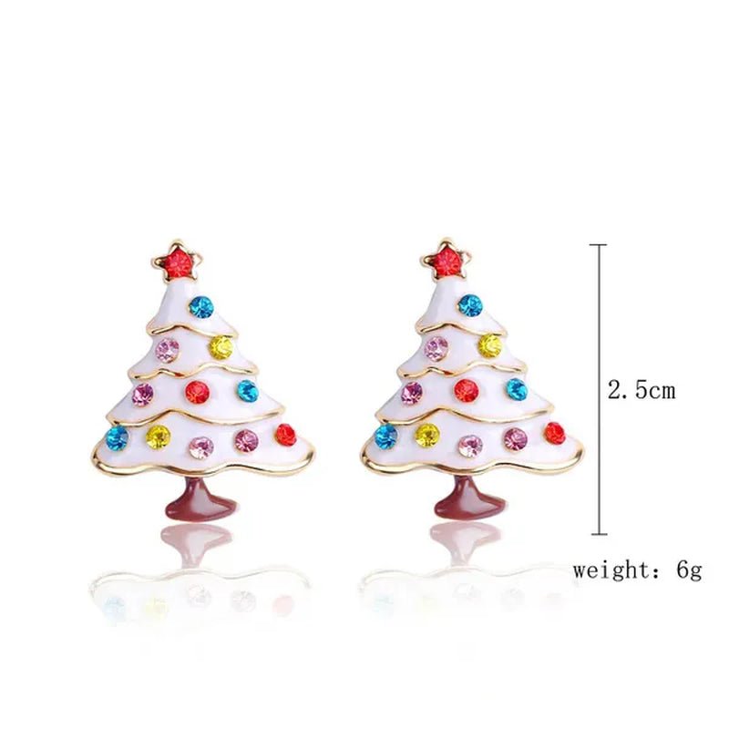 Christmas Jewelry with Diamond Snowflake Bell Christmas Earrings Christmas Tree Earrings Set Christmas Earrings Deer Stud Earrings