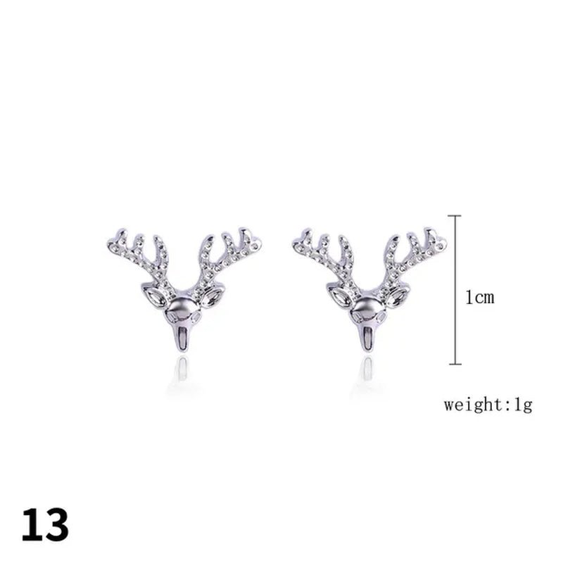 Christmas Jewelry with Diamond Snowflake Bell Christmas Earrings Christmas Tree Earrings Set Christmas Earrings Deer Stud Earrings