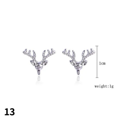 Christmas Jewelry with Diamond Snowflake Bell Christmas Earrings Christmas Tree Earrings Set Christmas Earrings Deer Stud Earrings