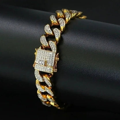 Christmas Mens Womens Diamond 925 Silver Plated Bracelet  Hiphop &Curb Cuban Bracelets