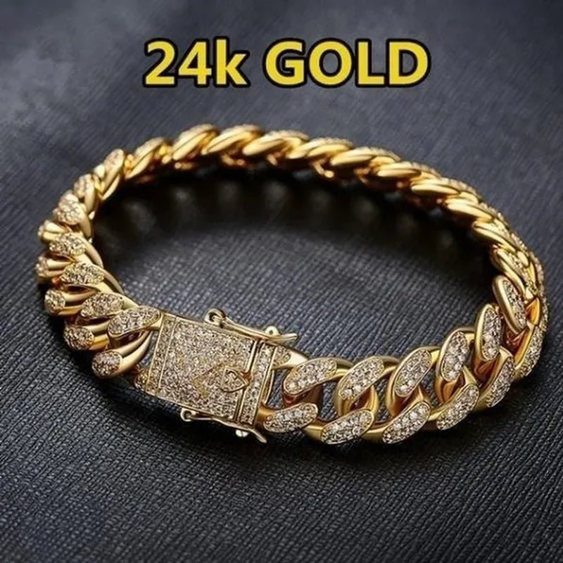 Christmas Mens Womens Diamond 925 Silver Plated Bracelet Hiphop &Curb Cuban Bracelets - WORLD TIME VISITS