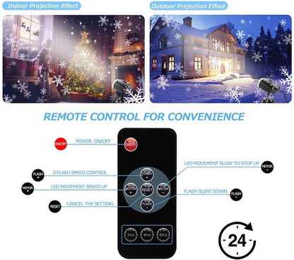 Christmas Projector Lights, Indoor Outdoor LED Snowflake Projector, Remote Control IP65 Waterproof Projection Lamp, for Christmas, Wedding, Party