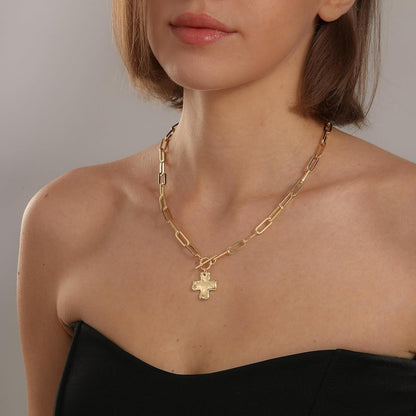 Chunky Cross Necklace for Women Trendy Gold Silver Layered Statement Cross Pendant Charm Necklace Vintage Paperclip Herringbone Snake Choker Chain Costume Jewelry Set Gift Non Tarnish - WORLD TIME VISITS