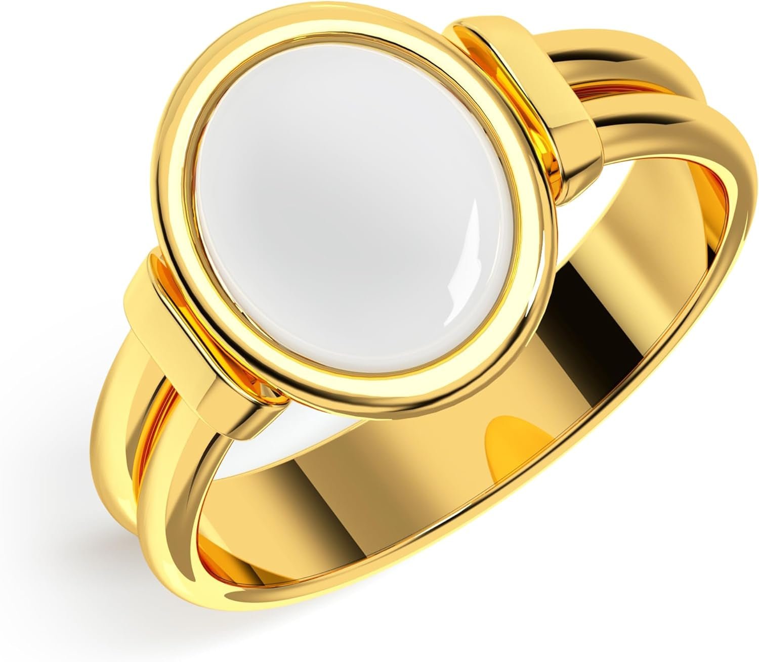 Chunky Gold Signet Rings for Women, Pearl Ring with Non Tarnish Stainless Steel, 18K Gold Plated Shell Ring, Statement Trendy Jewelry (7) - WORLD TIME VISITS