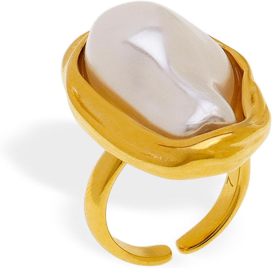 Chunky Gold Statement Dome Rings for Women, Exaggerated Thick Adjustable Open Finger Ring Prom Fashion Jewelry Gift. - WORLD TIME VISITS