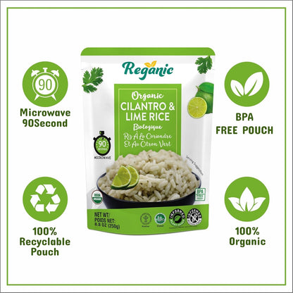 Cilantro & Lime Organic Heat & Eat Microwaveable Rice, 8.8 Ounce (Pack of 6) Heat and Eat | Flavor Rice | USDA Certified Organic, Gmo - Free | Fresh Ingrediants | Side Dish - WORLD TIME VISITS
