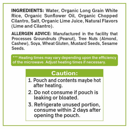 Cilantro & Lime Organic Heat & Eat Microwaveable Rice, 8.8 Ounce (Pack of 6) Heat and Eat | Flavor Rice | USDA Certified Organic, Gmo-Free | Fresh Ingrediants | Side Dish