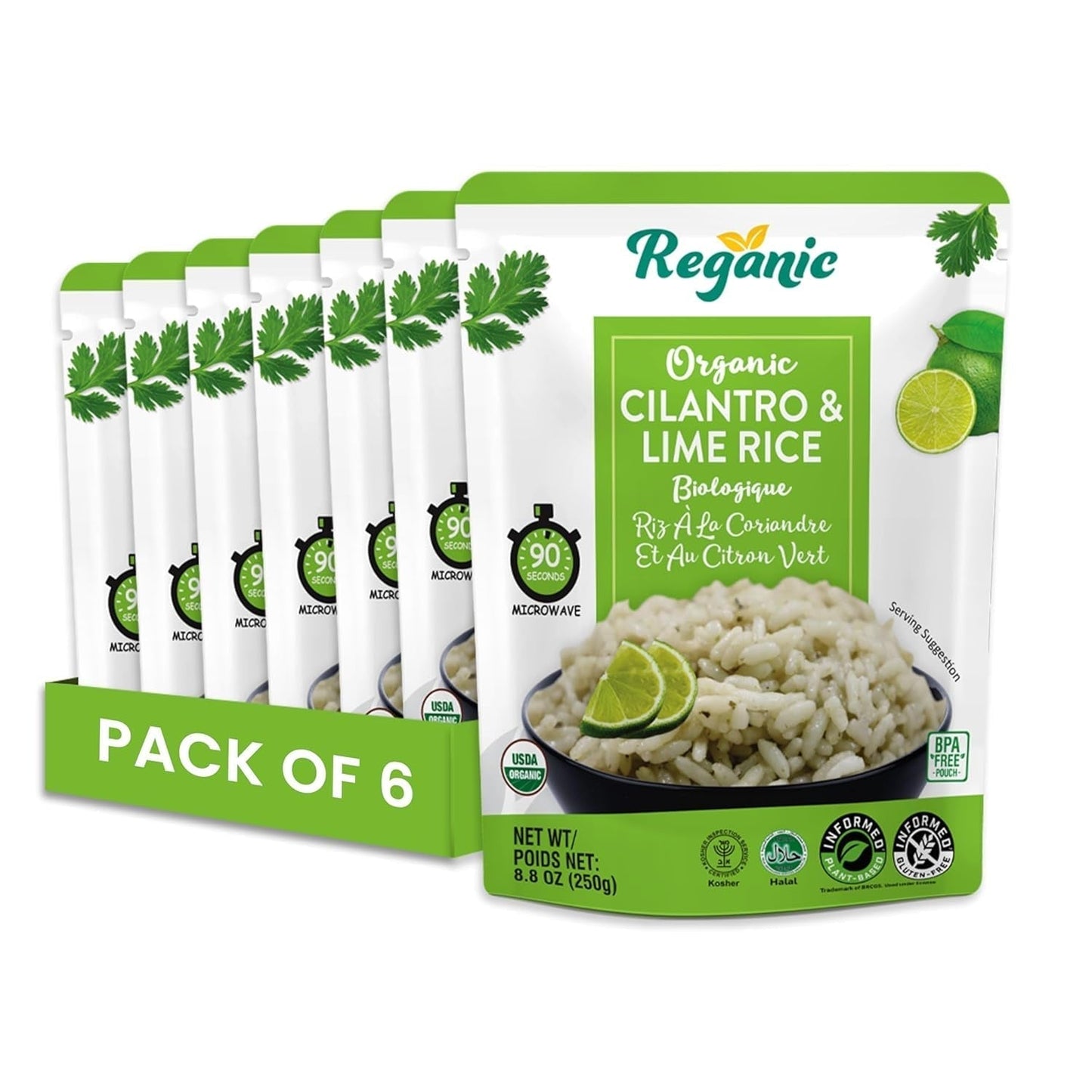 Cilantro & Lime Organic Heat & Eat Microwaveable Rice, 8.8 Ounce (Pack of 6) Heat and Eat | Flavor Rice | USDA Certified Organic, Gmo - Free | Fresh Ingrediants | Side Dish - WORLD TIME VISITS