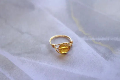 Citrine ring, citrine gemstone jewelry, citrine stone ring, gold citrine ring, wire wrapped ring, wire ring, gemstone ring, statement ring - WORLD TIME VISITS