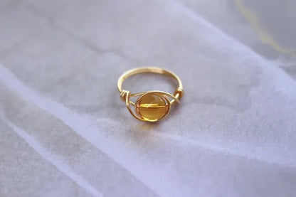 Citrine ring, citrine gemstone jewelry, citrine stone ring, gold citrine ring, wire wrapped ring, wire ring, gemstone ring, statement ring - WORLD TIME VISITS