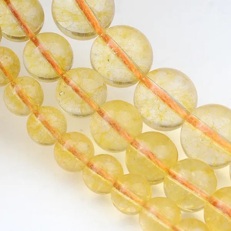 Citrines Yellow Crystal Stone Round Beads Glass beads for Bracelet Jewelry Making Bracelet Necklace  6/8/10mm