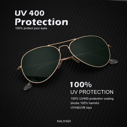 Classic Aviator Sunglasses for Men Women Driving Sun Glasses Polarized Lens UV Blocking - WORLD TIME VISITS
