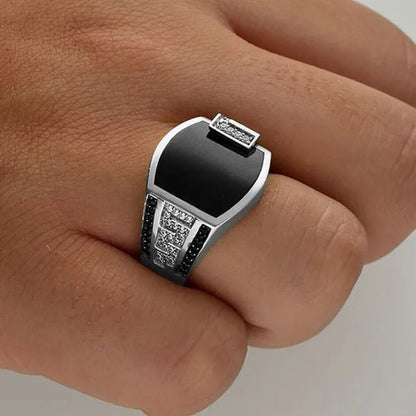 Classic Domineering Men's Fashion Exquisite 925 Sterling Silver Ring Natural Charm Black Diamond Ring Wedding Engagement Boyfriend Party Casual Accessories Father's Day Birthday Gift Business Men's Luxury Jewelry US Size US5-14 Bague Homme