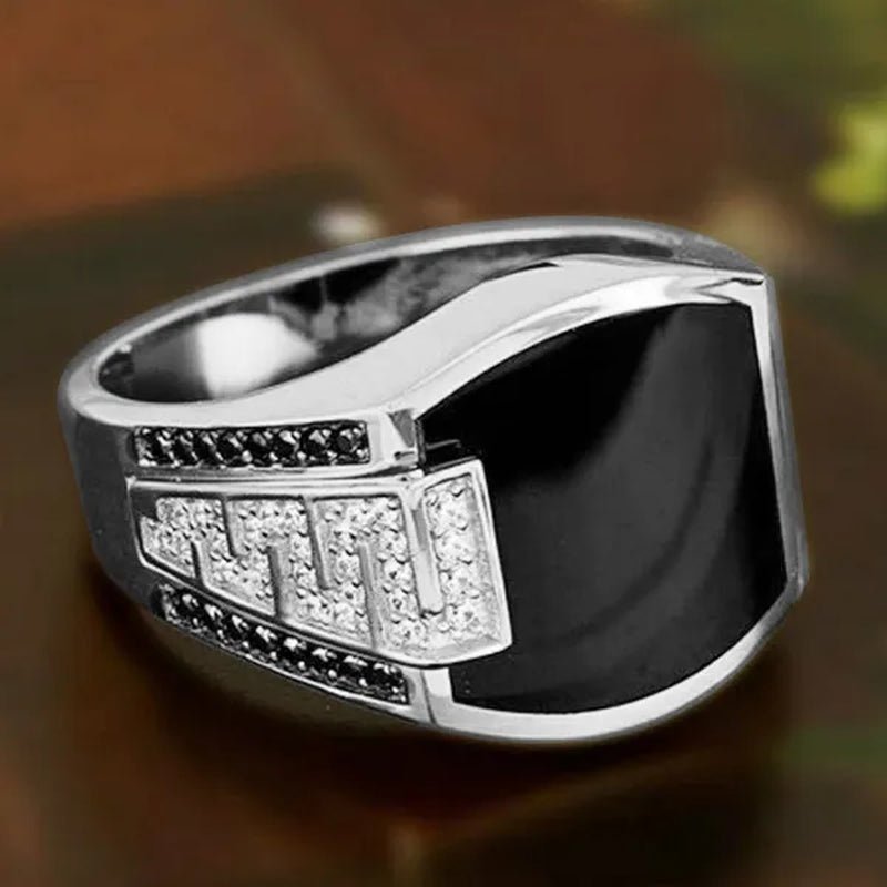 Classic Domineering Men's Fashion Exquisite 925 Sterling Silver Ring Natural Charm Black Diamond Ring Wedding Engagement Boyfriend Party Casual Accessories Father's Day Birthday Gift Business Men's Luxury Jewelry US Size US5 - 14 Bague Homme - WORLD TIME VISITS