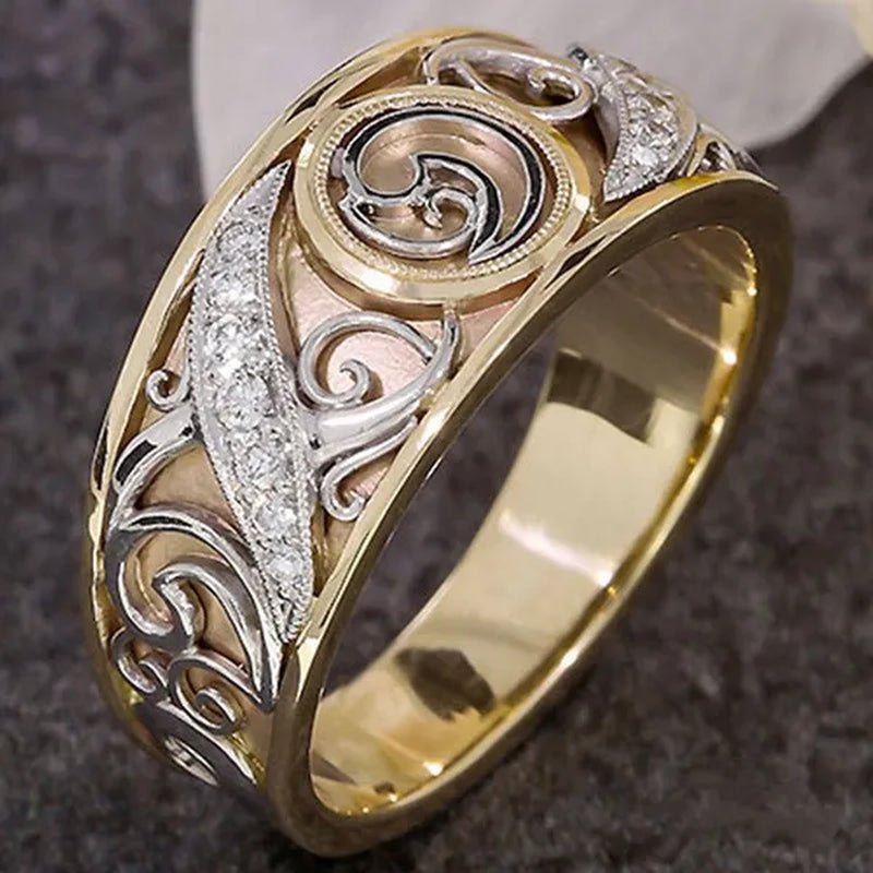 Classic Luxury Woman Fashion Carved Totem Pattern Jewelry Engagement Ring Bride Wedding Jewelry Anniversary Birthday Party Christmas Gift Ring Size US4 - 12 - WORLD TIME VISITS