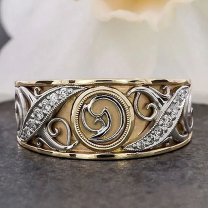 Classic Luxury Woman Fashion Carved Totem Pattern Jewelry Engagement Ring Bride Wedding Jewelry Anniversary Birthday Party Christmas Gift Ring Size US4 - 12 - WORLD TIME VISITS