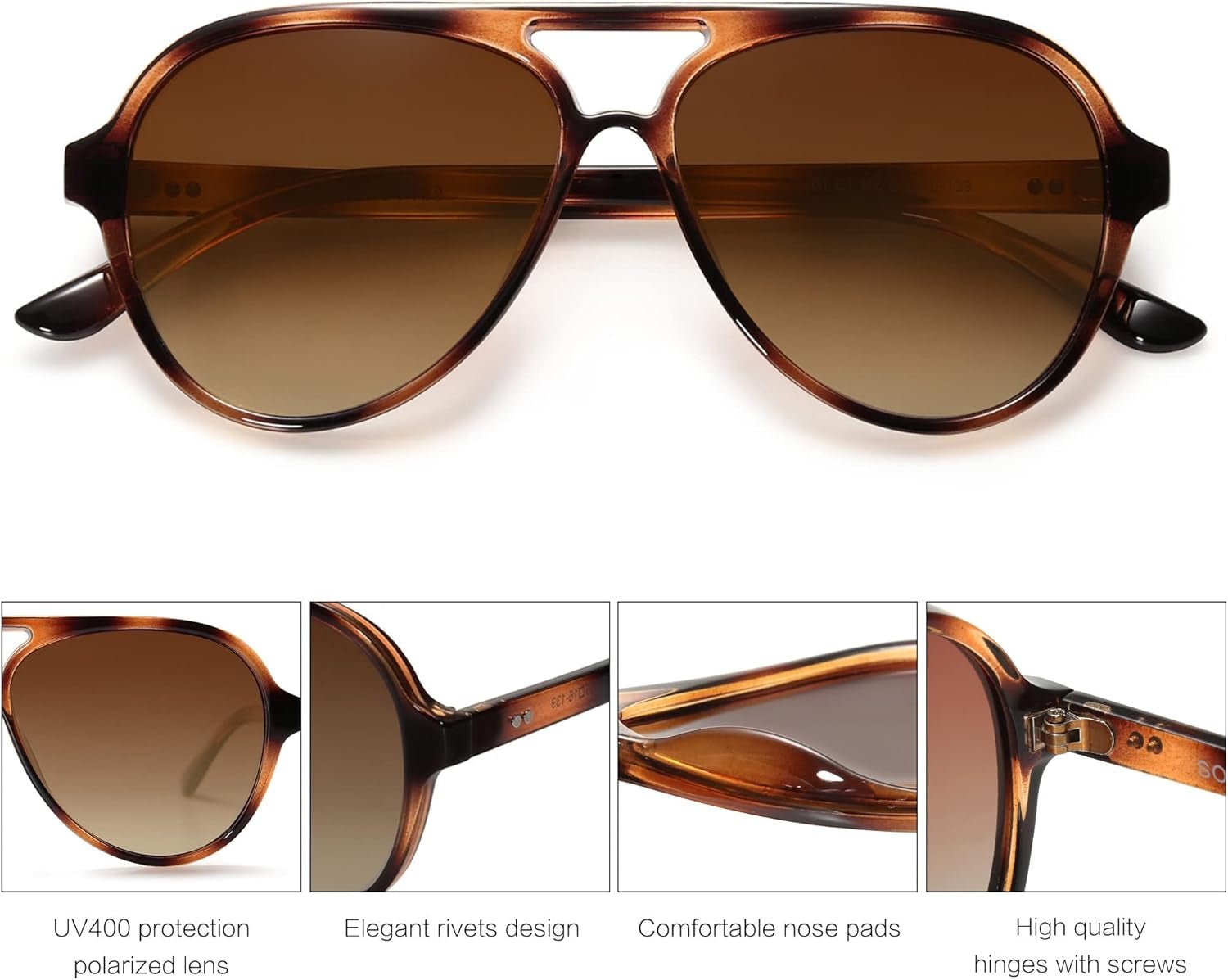 Classic Polarized Aviator Sunglasses for Women Men, Retro Trendy Aviators Shades SJ2201 - WORLD TIME VISITS