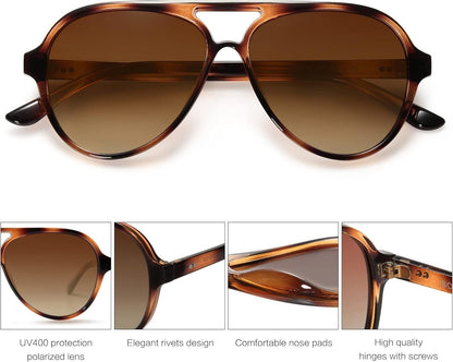 Classic Polarized Aviator Sunglasses for Women Men, Retro Trendy Aviators Shades SJ2201 - WORLD TIME VISITS
