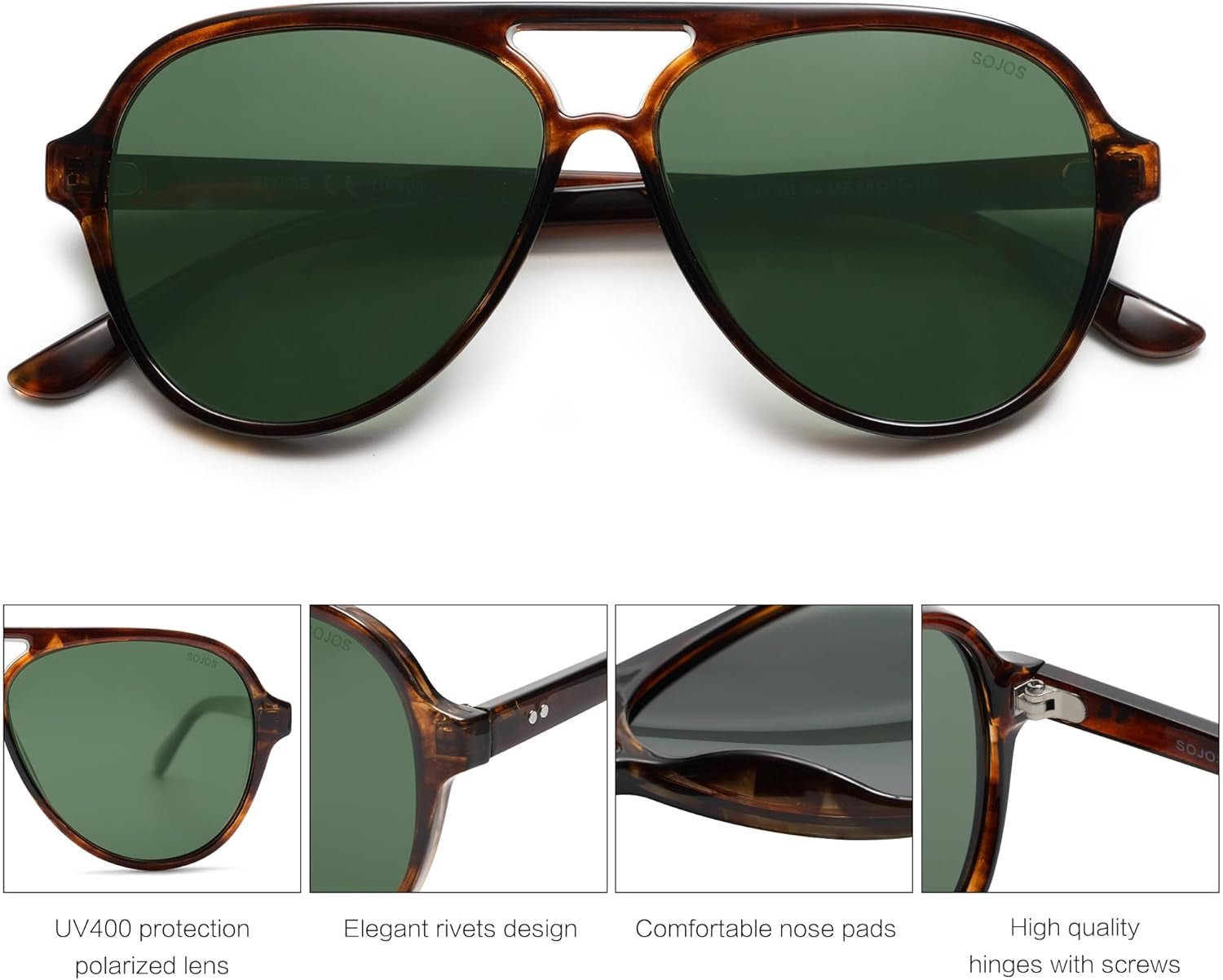 Classic Polarized Aviator Sunglasses for Women Men, Retro Trendy Aviators Shades SJ2201 - WORLD TIME VISITS