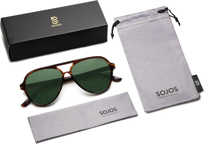 Classic Polarized Aviator Sunglasses for Women Men, Retro Trendy Aviators Shades SJ2201
