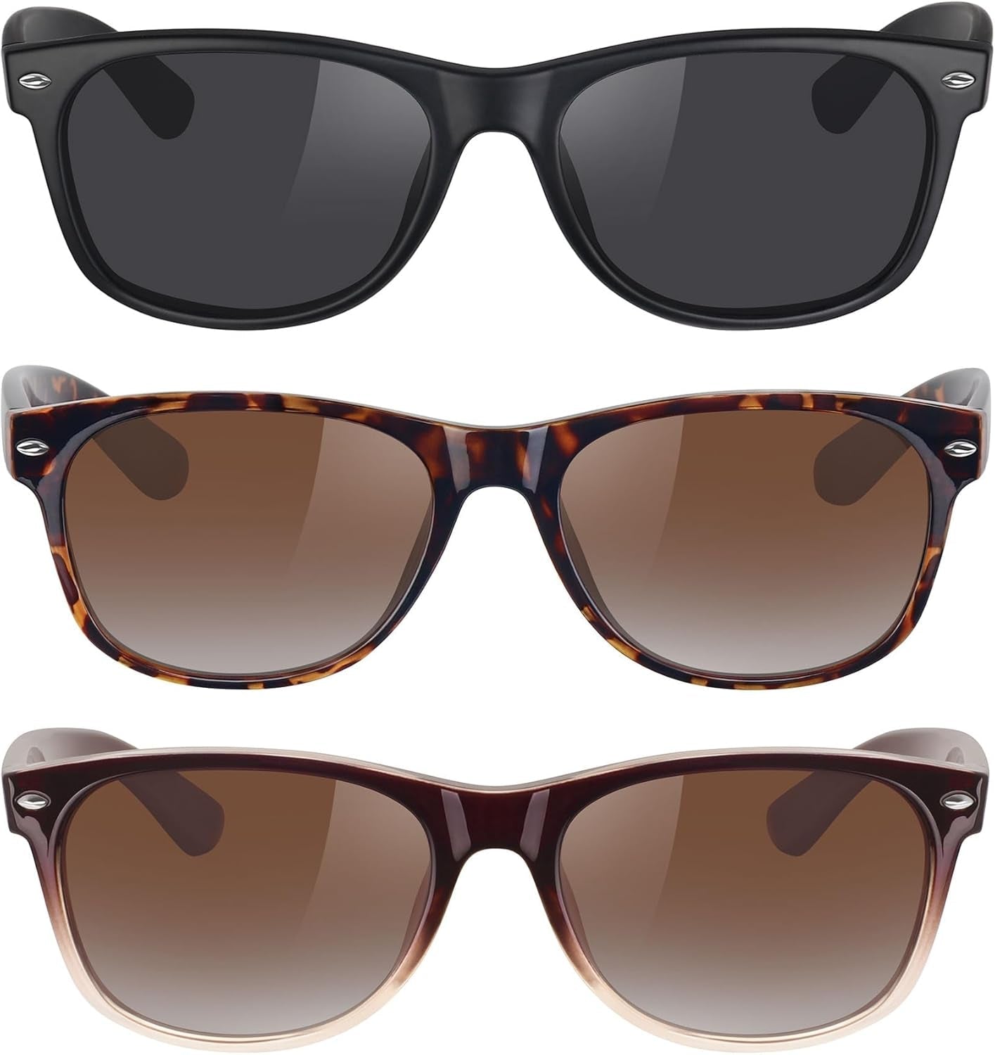 Classic Polarized Sunglasses for Women Men Trendy Retro Sun Glasses for Driving UV Protection (3 Pack) - WORLD TIME VISITS