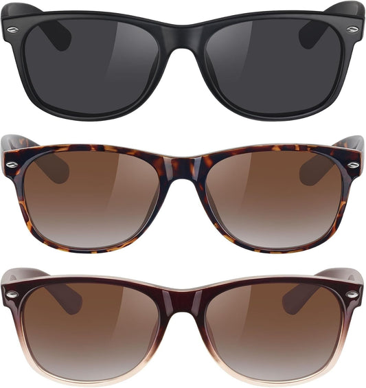 Classic Polarized Sunglasses for Women Men Trendy Retro Sun Glasses for Driving UV Protection (3 Pack) - WORLD TIME VISITS