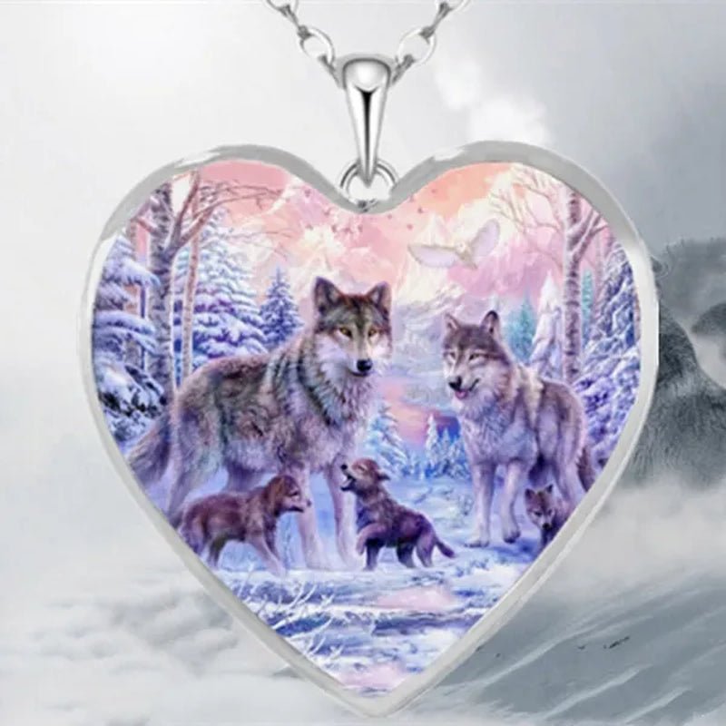 Classic Retro Wolf Belief Totem Parent - child Necklace Simple New Heart Pendant Necklace Fashionable Women's Animal Jewelry Accessories Elegant Leisure Women's Birthday Gift Holiday Anniversary Gift - WORLD TIME VISITS