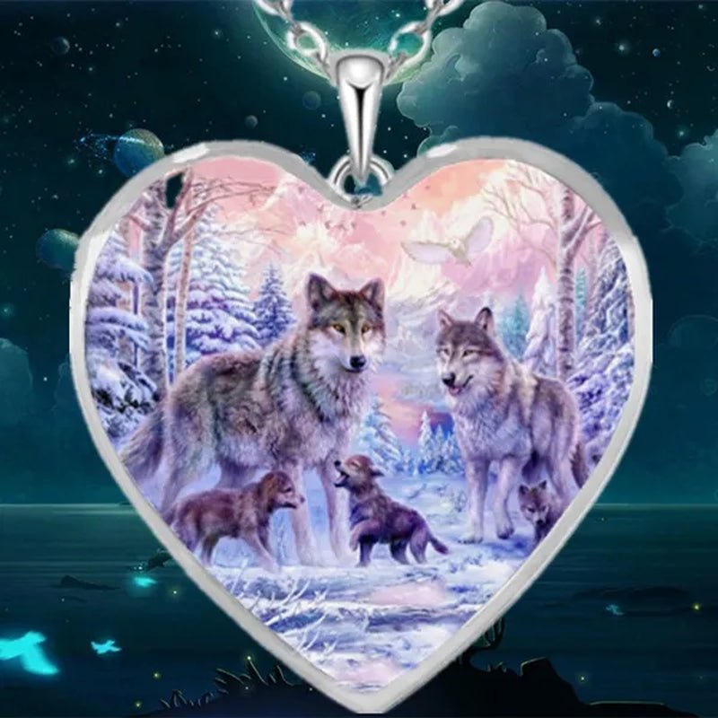 Classic Retro Wolf Belief Totem Parent-child Necklace Simple New Heart Pendant Necklace Fashionable Women's Animal Jewelry Accessories Elegant Leisure Women's Birthday Gift Holiday Anniversary Gift