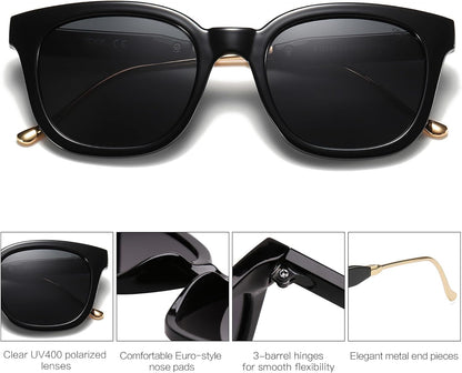 Classic Square Polarized Sunglasses Womens Mens Retro Trendy UV400 Sunnies SJ2050 - WORLD TIME VISITS